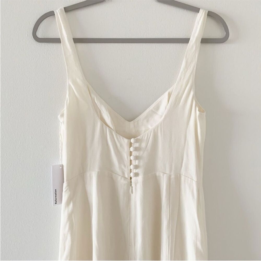 Reformation Lecce Maxi Crepe Sweetheart neckline Wedding Dress Ivory Bridal Sz 4 - Picture 5 of 14